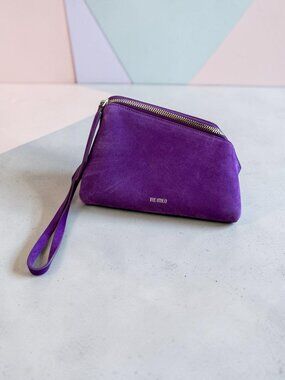 THE ATTICO Saturday Purple Suede Small Pouch Clutch Handbag